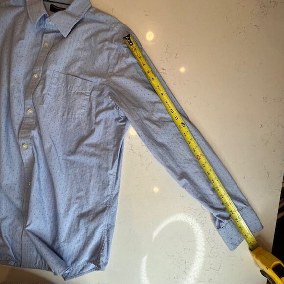 Banana Republic Men's Non-Iron Slim Fit Rivera Blue Dot Long Sleeve Shirt - Picture 13 of 13